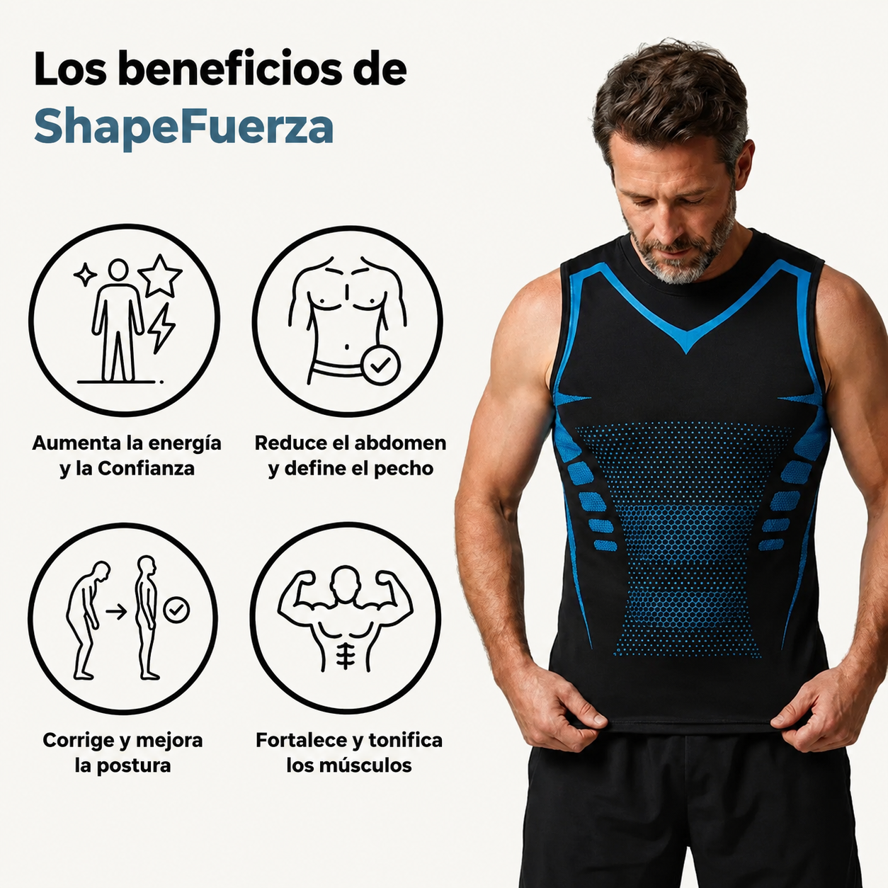 ShapeFuerza™ — Ya no necesitas meter el estómago. Simplemente se mantiene plano.